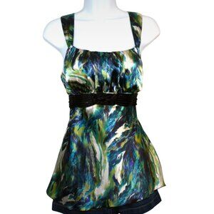 B-Wear Byer California Women Top Empire Waist Sleeveless Large Multi-color Tie
